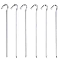 Woods Steel Hook-Top Tent Pegs/Stakes For Small Camping Tents & Tarps, 8-in, 6-pk