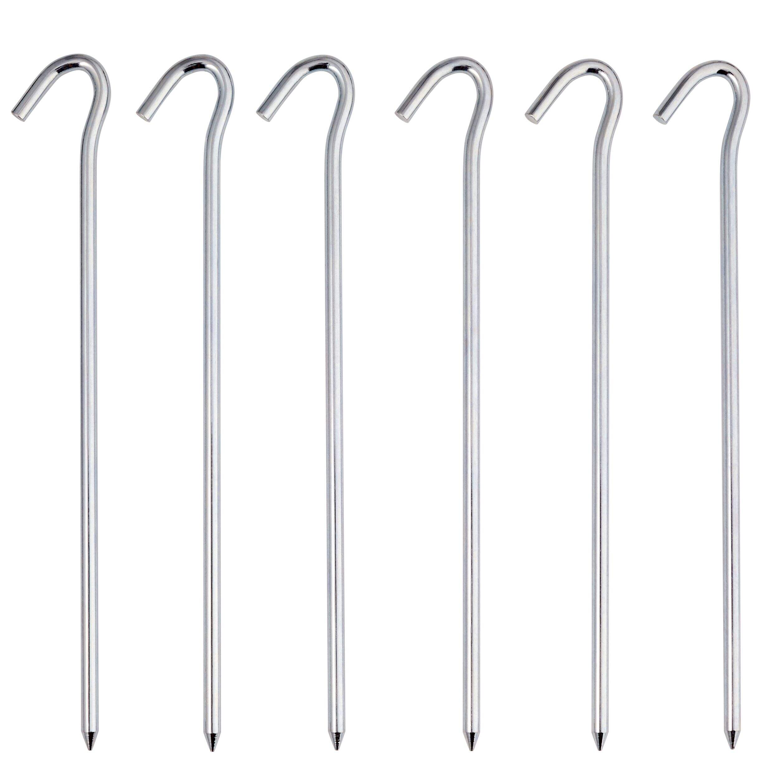 Woods Steel Hook-Top Tent Pegs/Stakes For Small Camping Tents & Tarps, 8-in, 6-pk Overhead_Flat