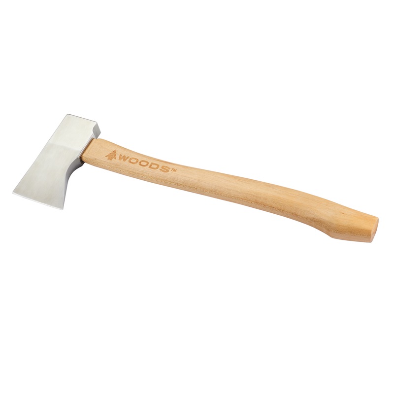Woods Camp Axe, Steel SingleBit Hatchet Axe w/ Wooden Handle & Leather