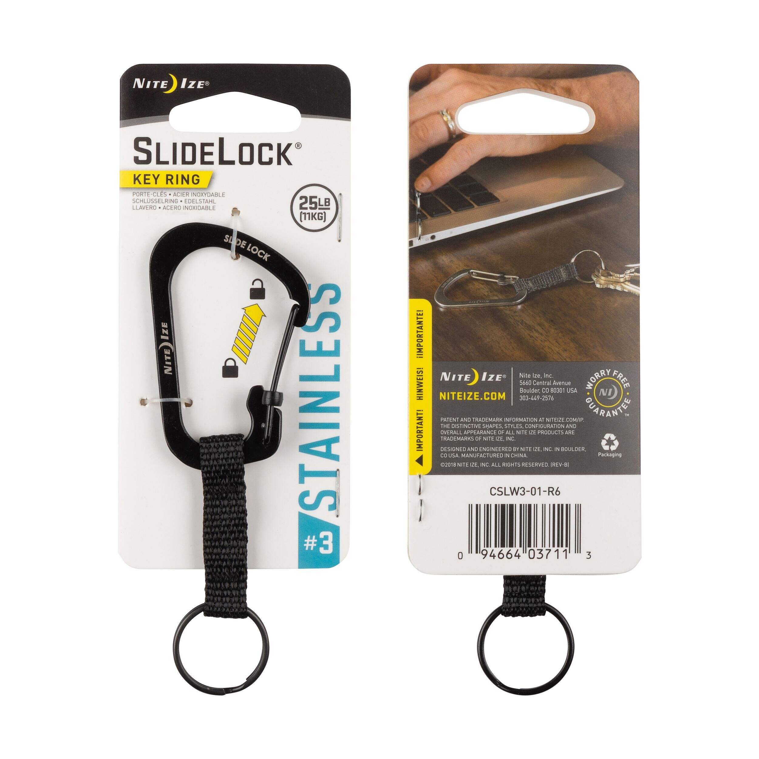 Nite Ize SlideLock Stainless Steel Key Ring/Chain Carabiner Clip  Holds Up To 25-lbs Composite_or_Mixed