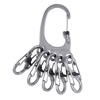 Nite Ize BigFoot Locker KeyRack Stainless Steel Keychain w/ 5 Locking S-Carabiner Clips Front_Angled_Left