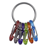 Nite Ize KeyRing S-Biner Identification Keychain w/ 6 Colour-Coded S-Carabiner Clips Front_Flat