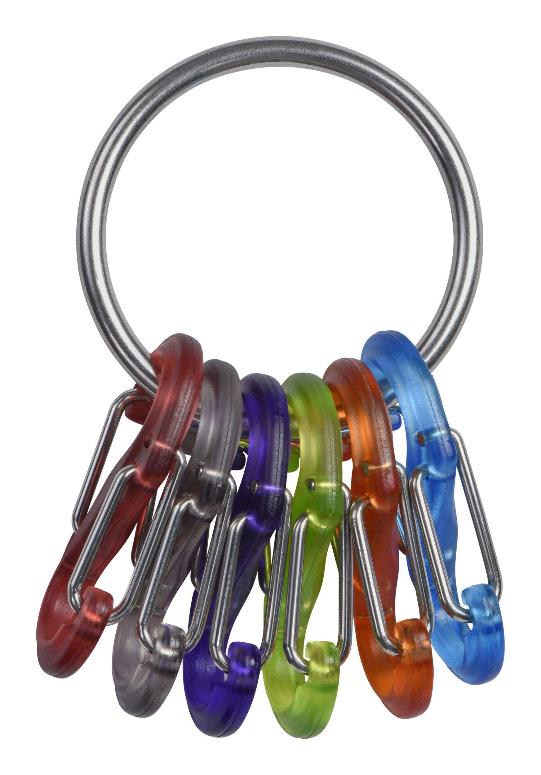 Nite Ize KeyRing S-Biner Identification Keychain w/ 6 Colour-Coded S-Carabiner Clips Front_Flat