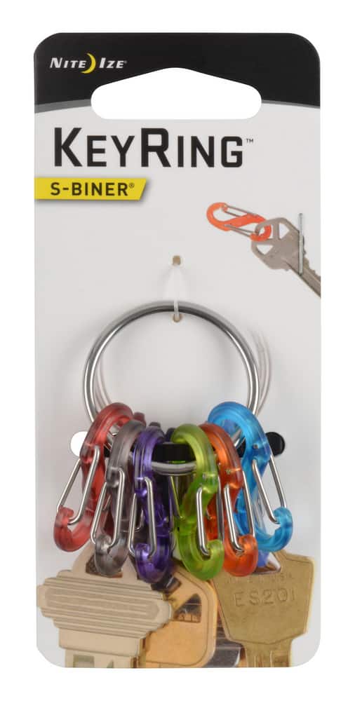 Nite Ize KeyRing S-Biner Identification Keychain w/ 6 Colour-Coded S ...