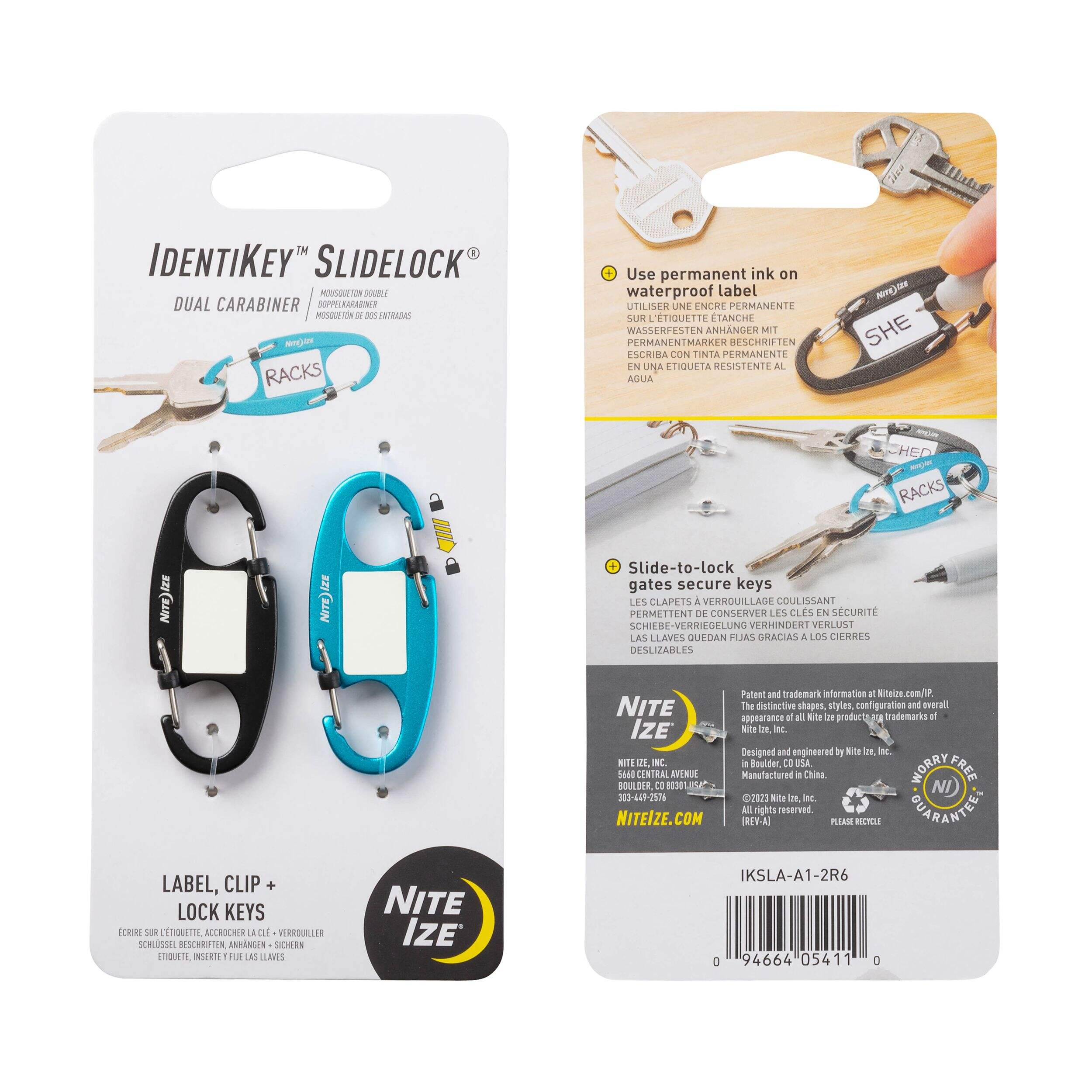 Nite Ize IdentiKey™ SlideLock® Aluminum Dual Carabiner, 2-pk Composite_or_Mixed