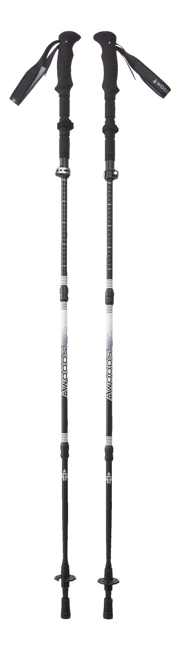 Bâtons de marche pliants Woods à dispositif à enclenchement pour la marche et la randonnée Front_Flat