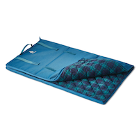 Woods DOG-WOOD Soft Plaid Folding Dog Camp Mat, 38.6-in x 31.1-in, Blue Front_Angled_Left