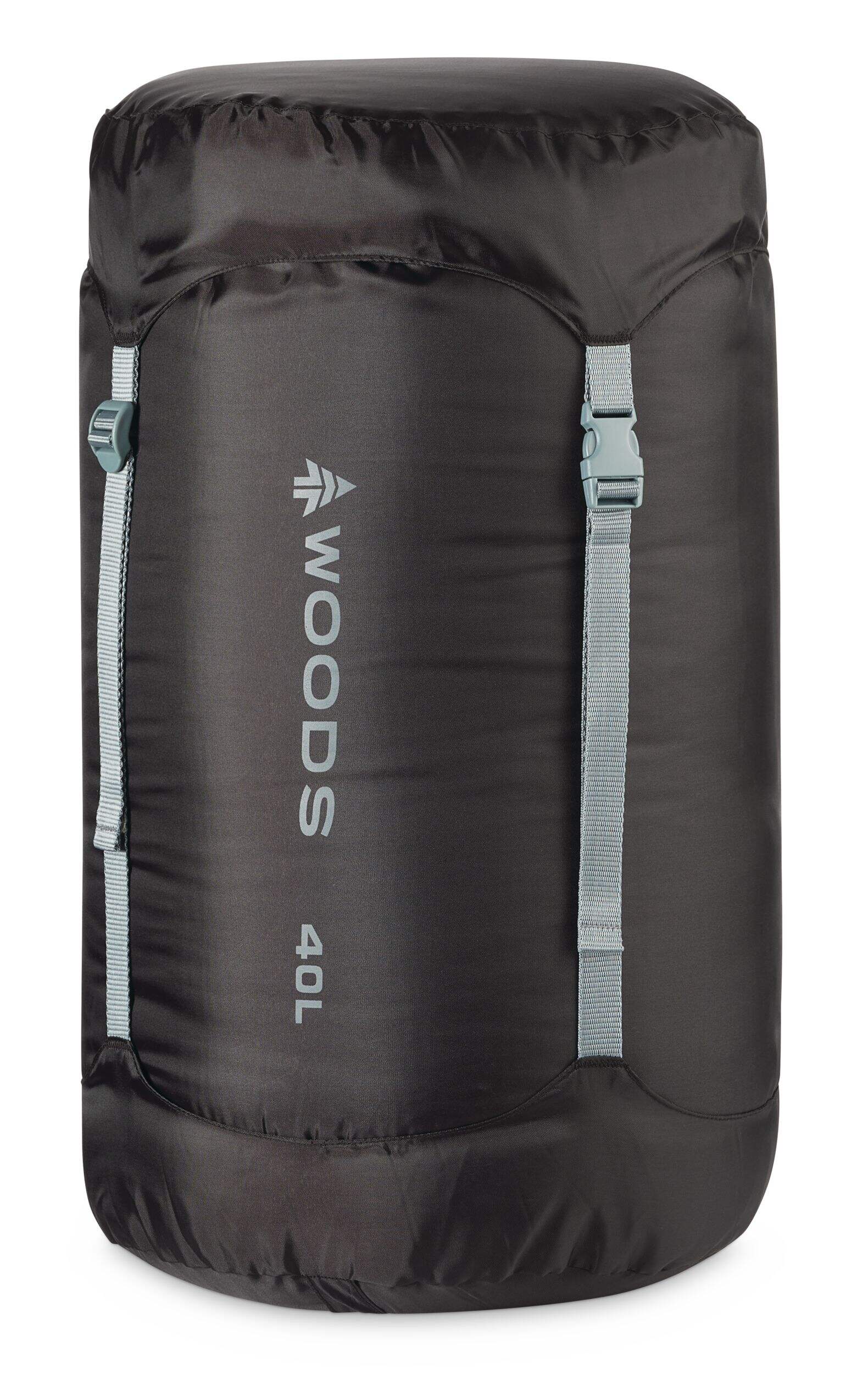 Woods Backpacker Lightweight Compression Stuff Sack, 40-L, Black, X-Large Front_Angled_Left