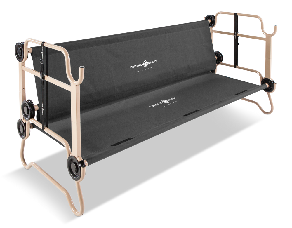 DiscOBed CamOBunk Large Benchable Bunked Double Camping Cot Beds w/ Organizers & Carry Bags