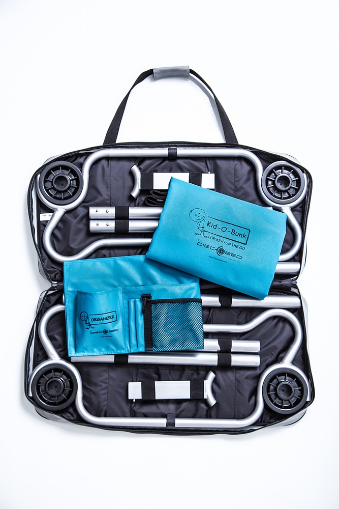 DiscOBed KidOBunk Benchable Bunked Double Camping Cot Beds w/ Organizers & Carry Bags, Teal