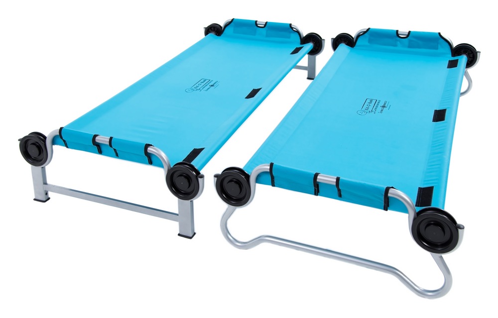 DiscOBed KidOBunk Benchable Bunked Double Camping Cot Beds w/ Organizers & Carry Bags, Teal
