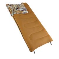 Woods Migrator Duck Print Insulated Cotton Canvas Cold Weather Sleeping Bag w/ Flannel Lining & Duffel Bag, -15°C Front_Angled_Left