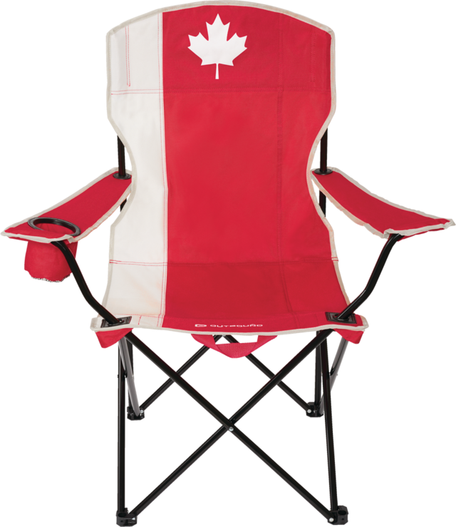 Canadian Flag Deluxe Folding Quad Camping Chair w/ Cup Holder