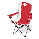 Canadian Flag Deluxe Folding Quad Camp Chair with Cup Holder Front_Three_Fourths_Angled_Left