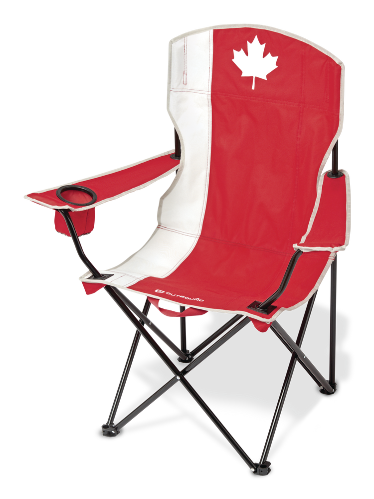 Chaise de camping pliante de luxe à motif drapeau du Canada avec porte