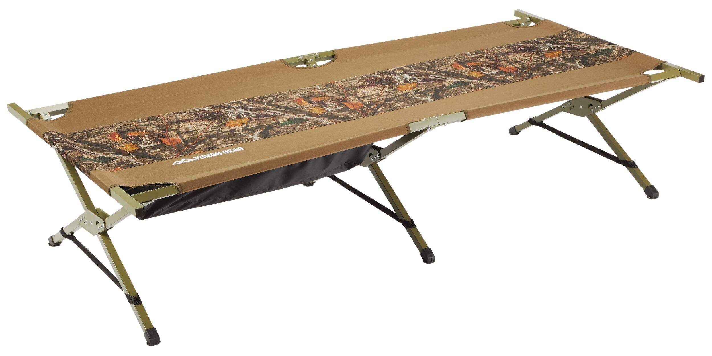 Yukon Gear Camouflage Folding Portable Camping Cot Bed with Carry Bag, Supports 300-lb Front_Angled_Left