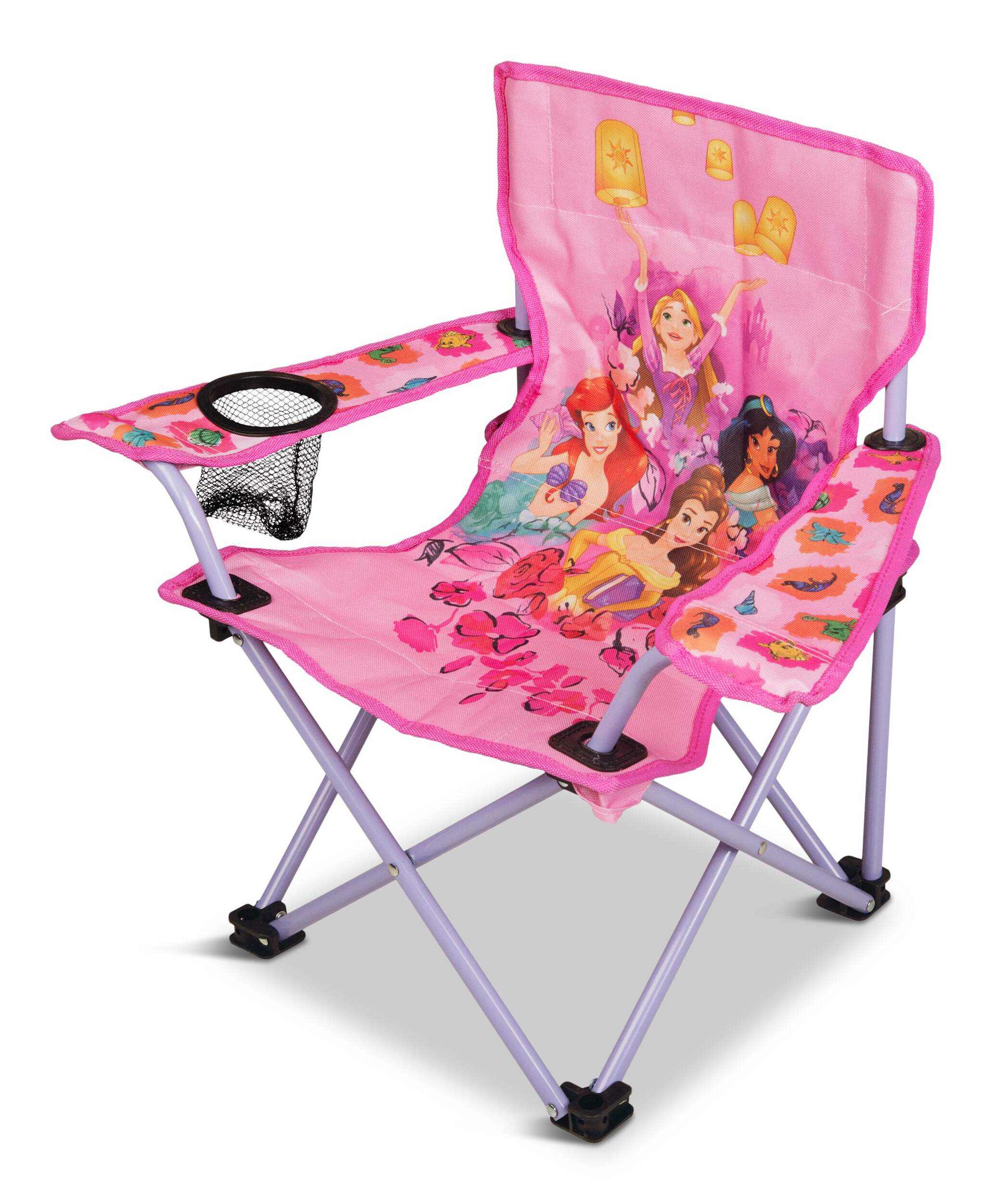 Disney Princess Kids' Folding Camp Chair with Cup Holder and Carry Bag Front_Three_Fourths_Angled_Left