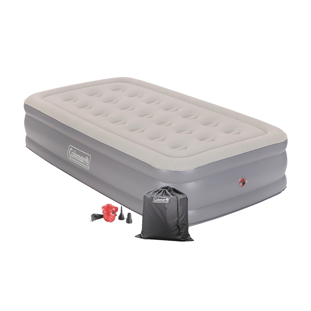 Coleman Twin DoubleHigh Inflatable Air Mattress/Airbed w/ 120V AC Pump & Flocked Top Canadian