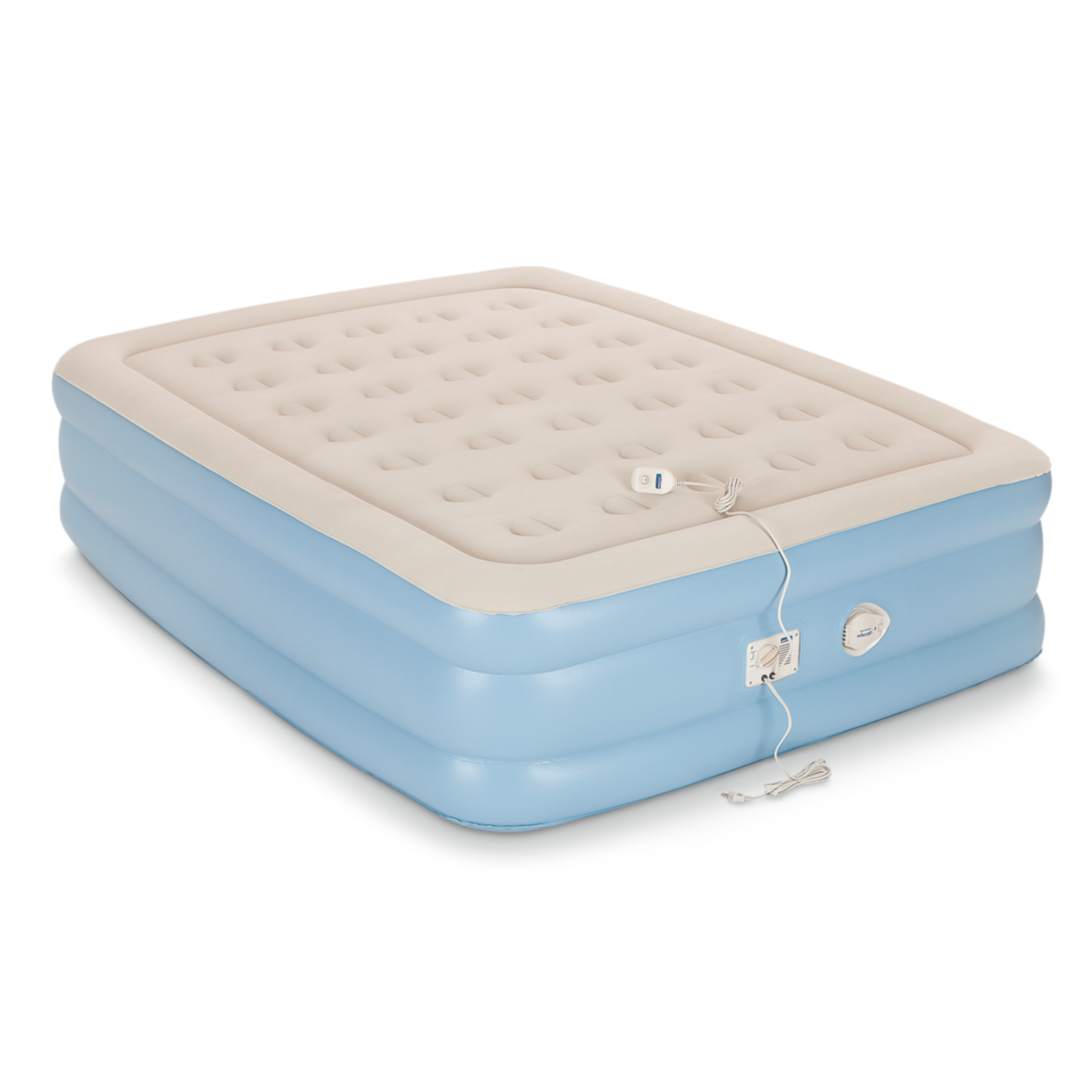 Coleman Queen Aerobed Double-High Inflatable Air Mattress/Airbed w/ Built-In 120V Pump Front_Three_Fourths_Angled_Right