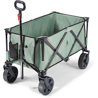 Woods™ Outdoor Collapsible Folding Utility Adventure Hauler Wagon with Carry Bag, 225-lb Capacity, Sea Foam Front_Angled_Left