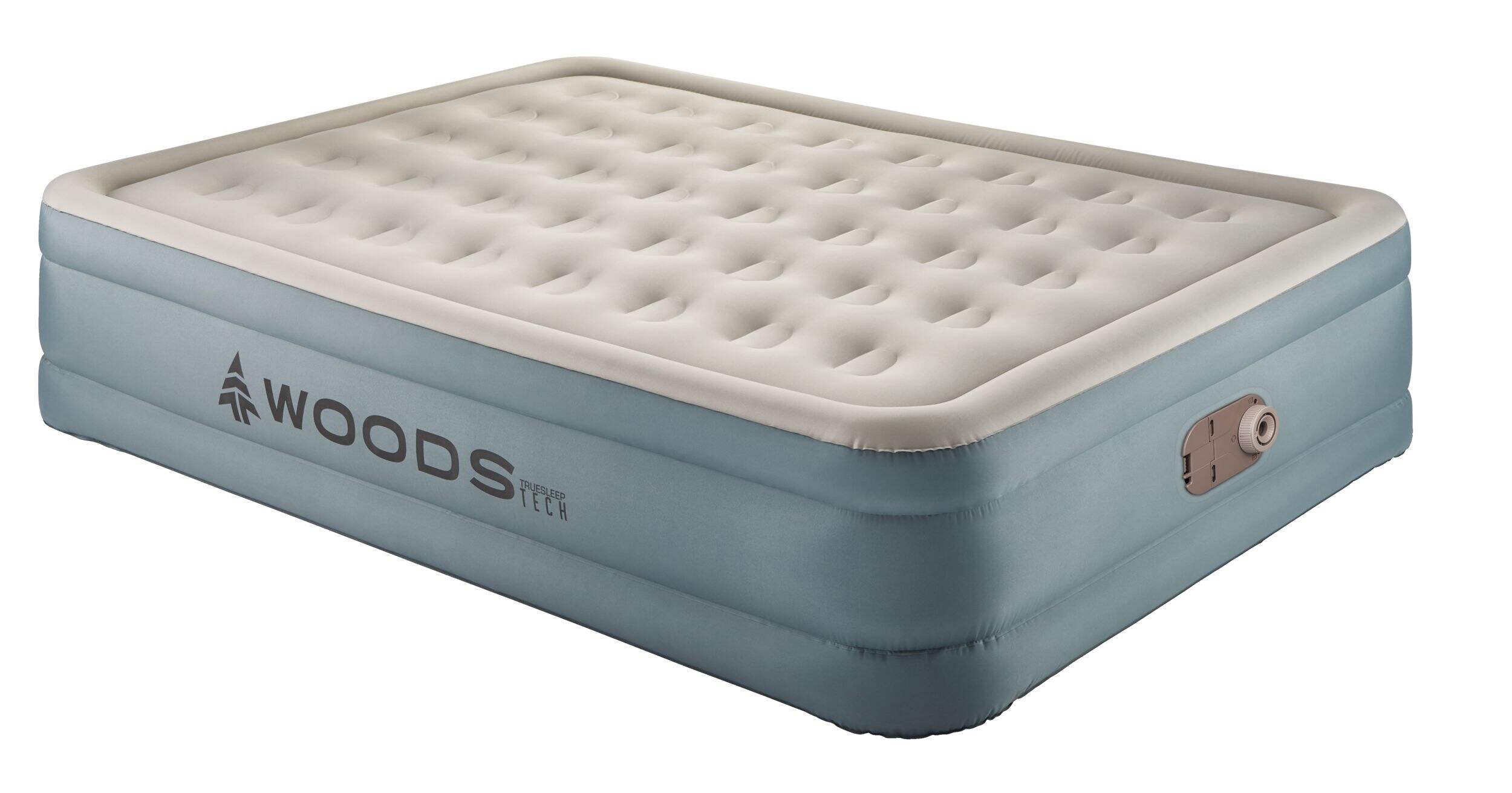 Woods Queen TrueSleep Double-High Inflatable Air Mattress/Airbed w/ Built-In 110-120V Pump Front_Angled_Right