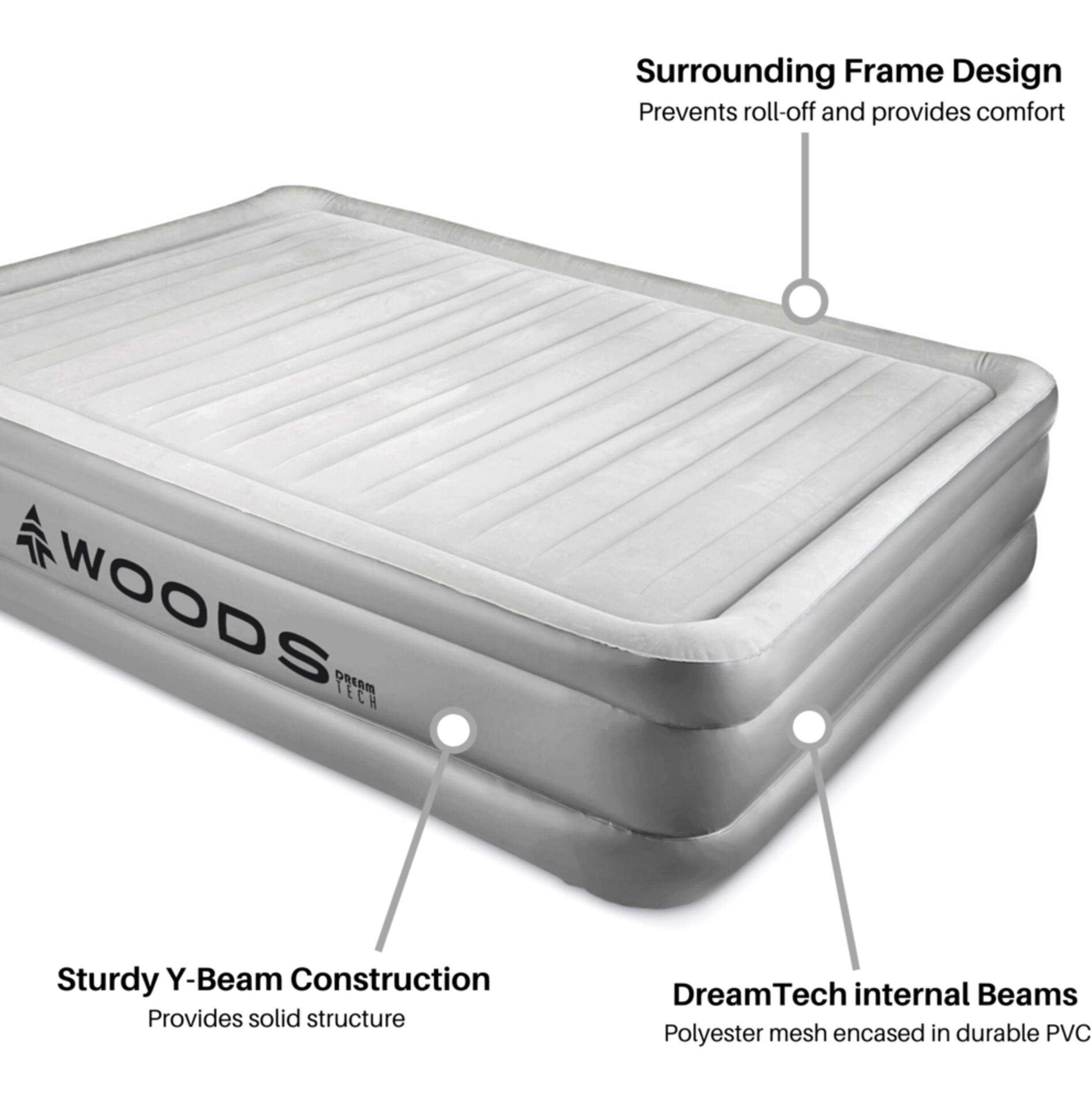 Woods Queen DreamTech DoubleHigh Inflatable Air Mattress/Airbed w