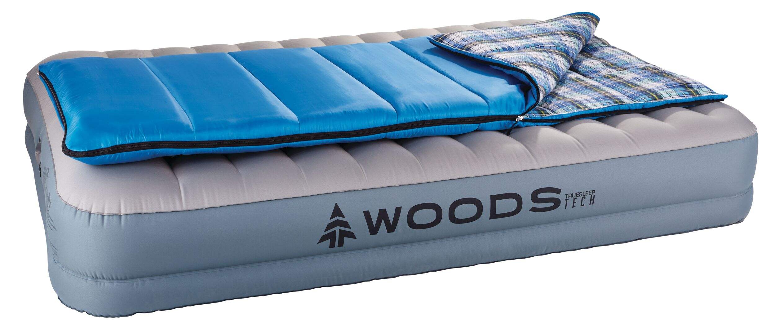 Sac de couchage isolé en coton Outbound Comfort 6 °C, avec sac de compression, bleu Front_Three_Fourths_Angled_Left