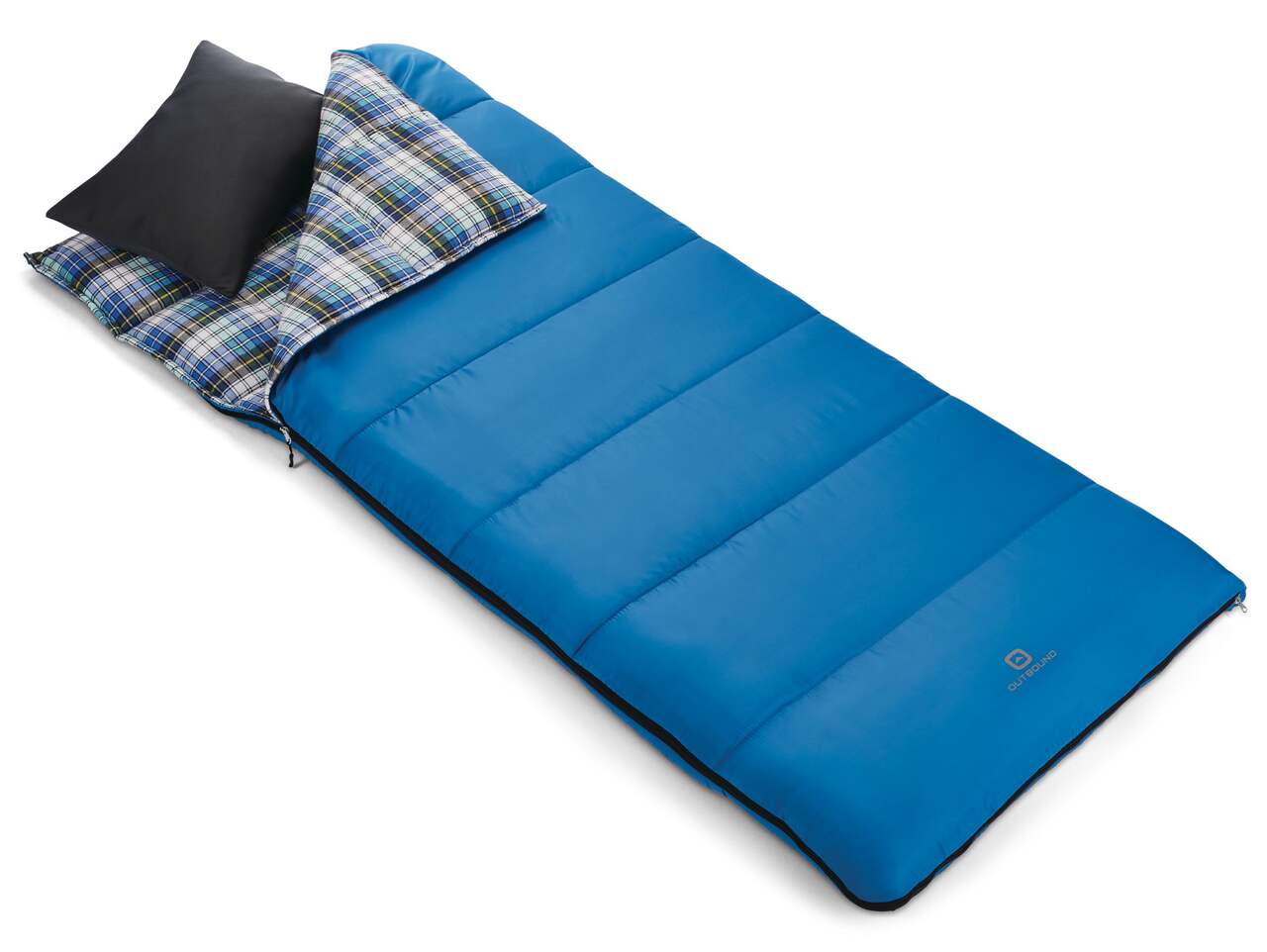Outbound Comfort 6°C Insulated Cotton Lined Mild Weather Blue Sleeping Bag  w/ Compression Sack