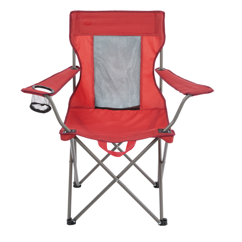 Outbound Mesh Back Folding Camping Quad Chair w/ Cup Holder & Carry