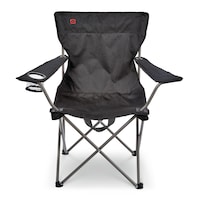 Outbound Wide Back Folding Camping Quad Chair w/ Cup Holder & Carry Strap, Assorted Front_Flat