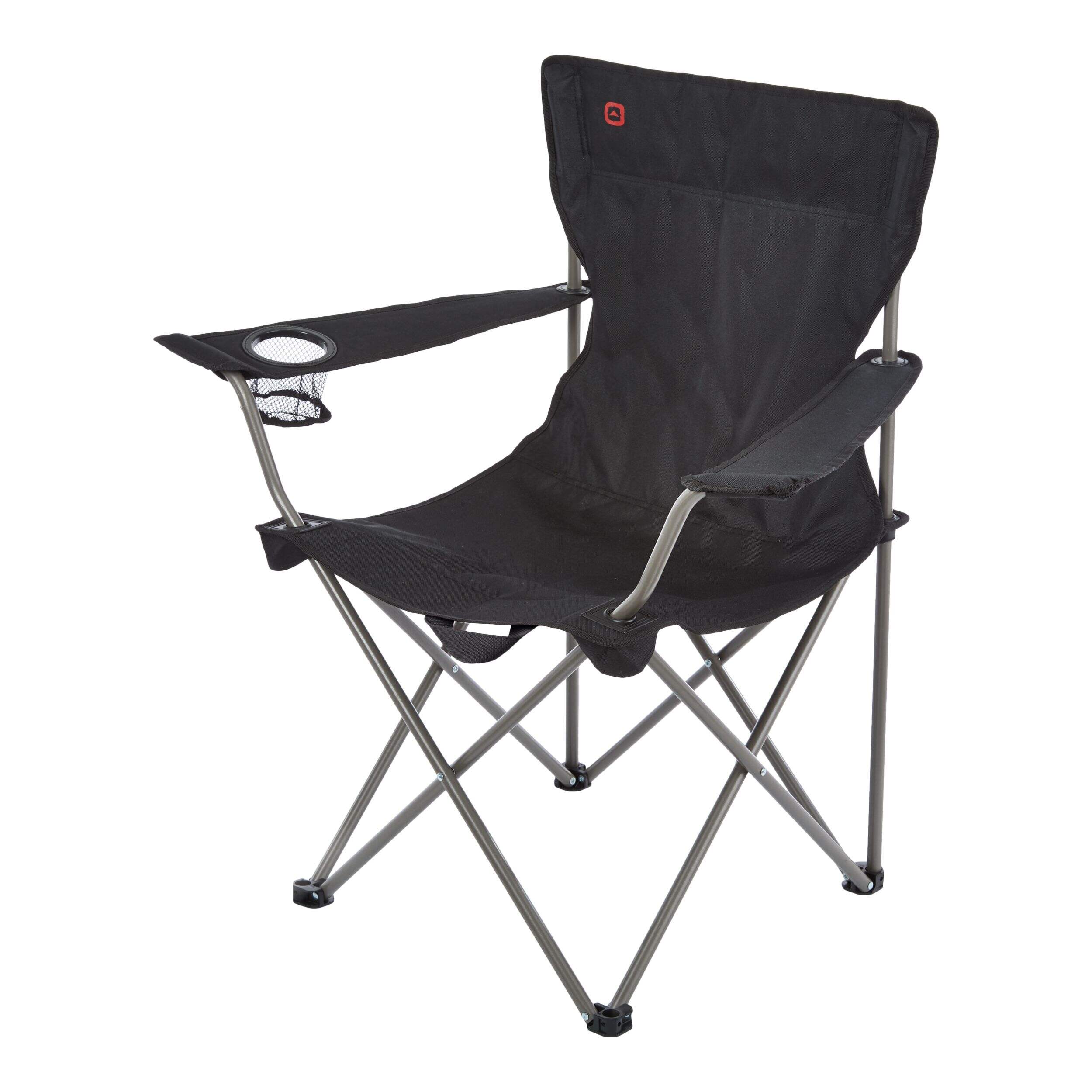 Outbound Wide Back Folding Camping Quad Chair w/ Cup Holder & Carry Strap, Assorted Front_Angled_Left