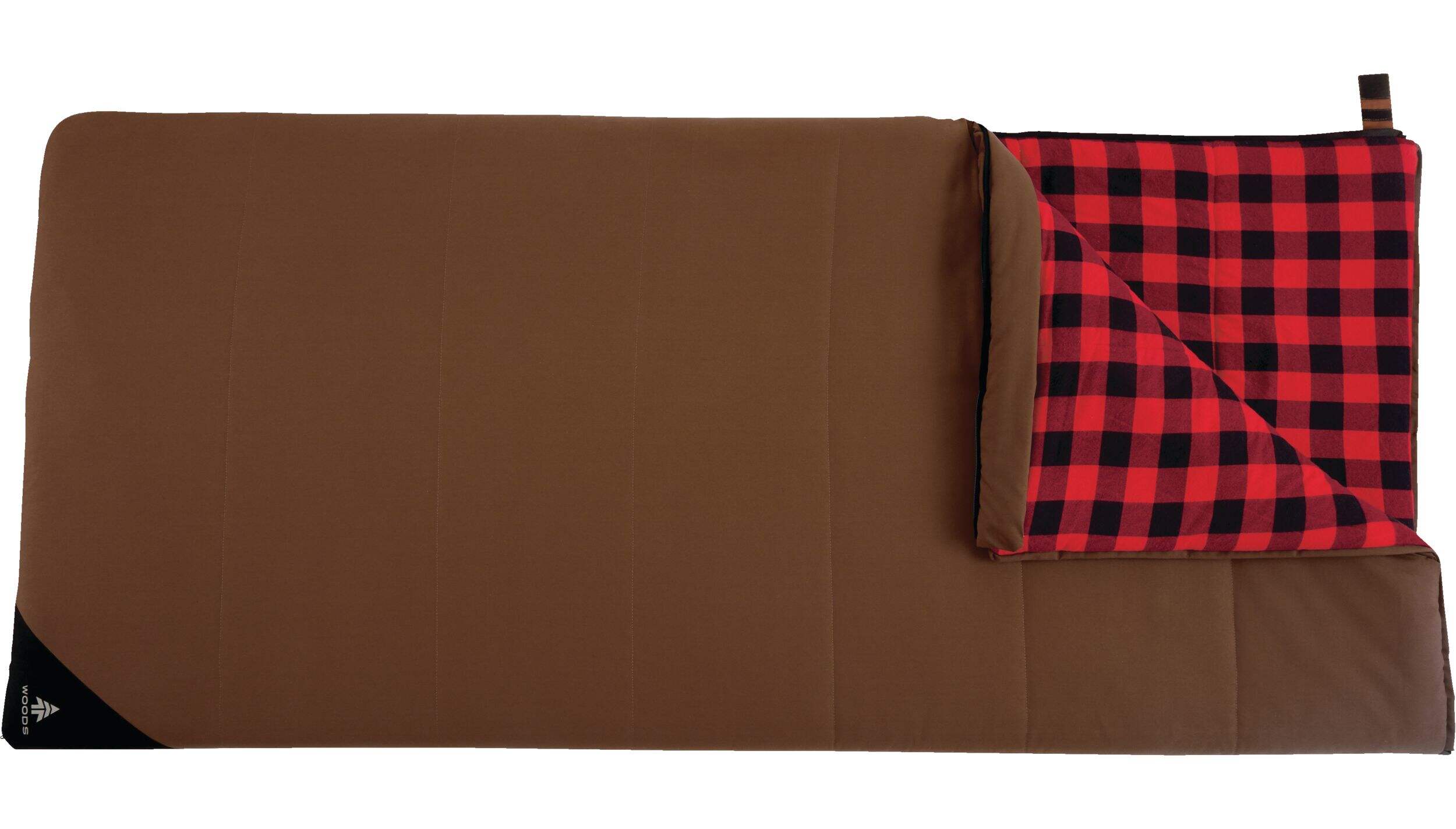 Sac de couchage isolé en flanelle Woods Heritage avec sac de compression, -15 °C Front_Flat