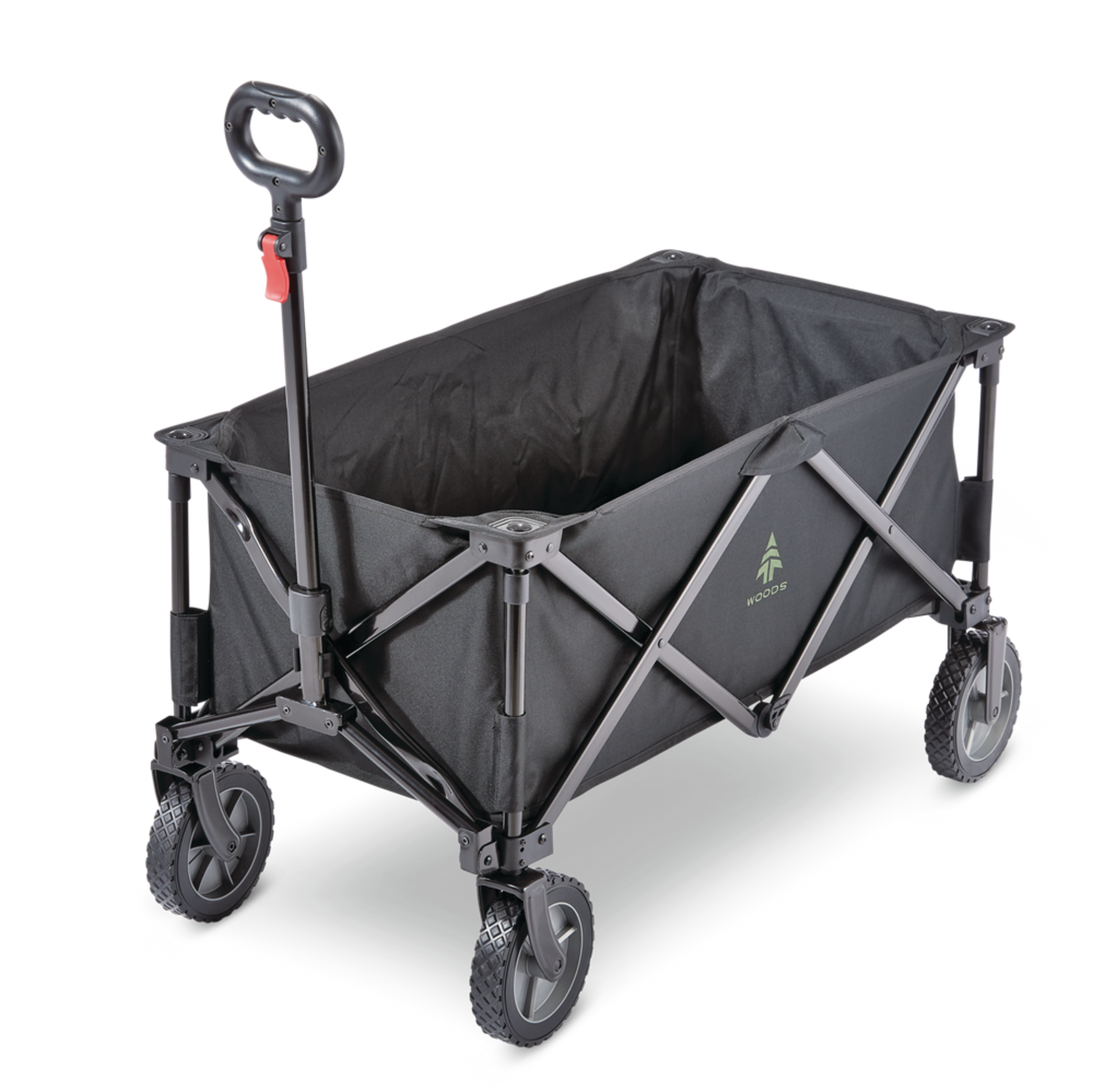 Chariot pliant polyvalent Woods et étui de transport, capacité de 150 lb, noir Front_Angled_Left