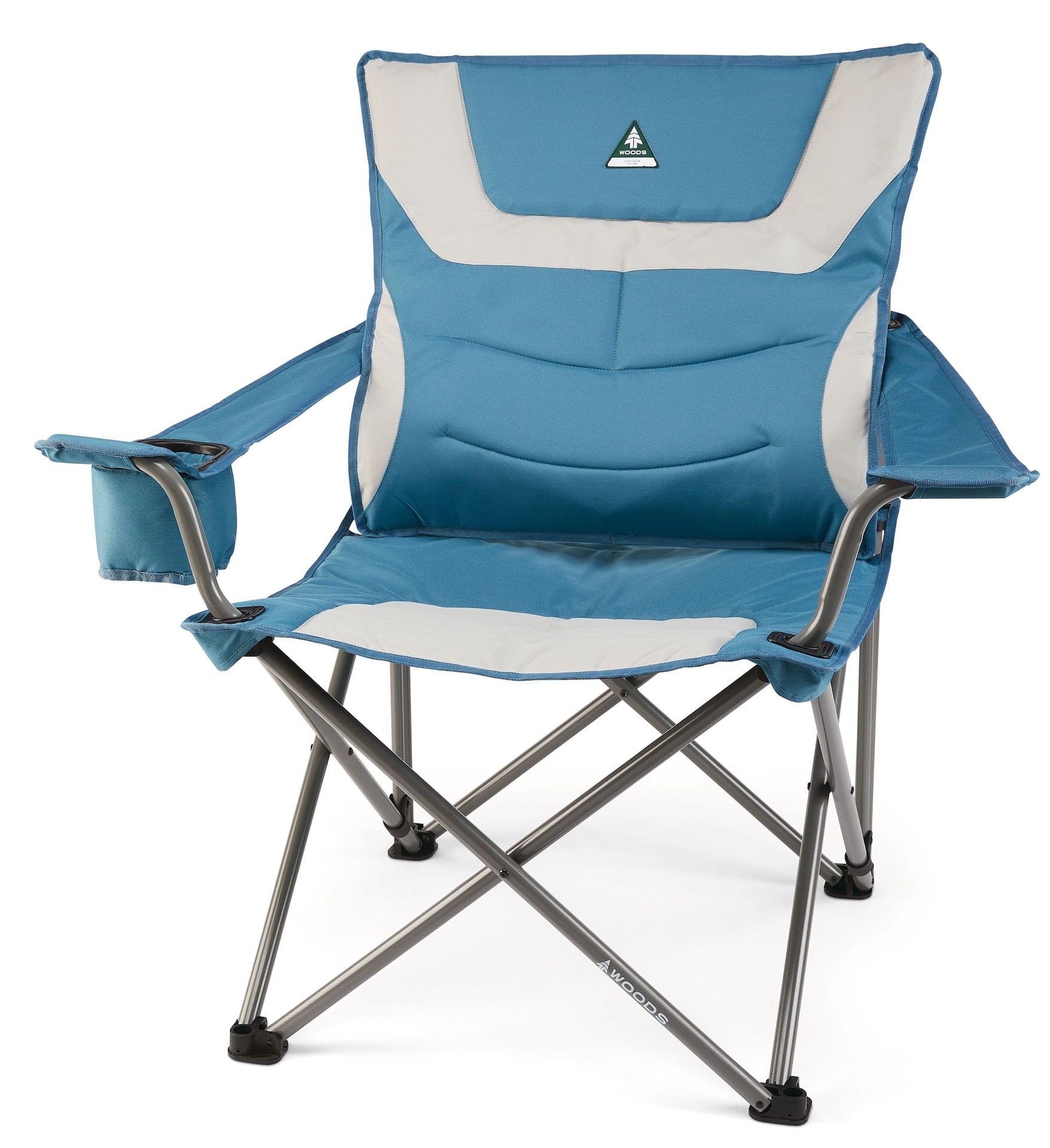 Woods Lakeview Padded Lumbar Folding Camping Quad Chair w/ Cup