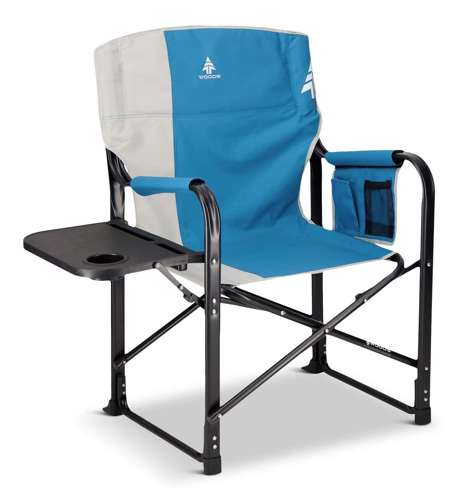 Chaise de camping pliante portative de metteur en scène Woods avec table  d'appoint, porte-gobelet et pochette de rangement