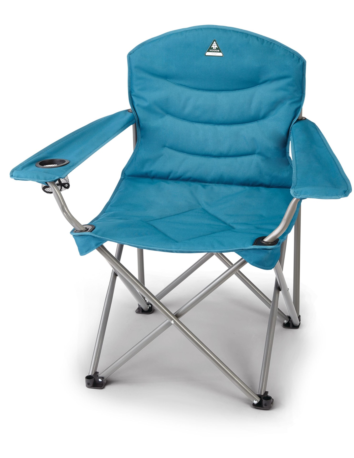 Woods Explorer Oversized Padded Portable Folding Camping Quad Chair w/ Cup  Holder & Carry Bag