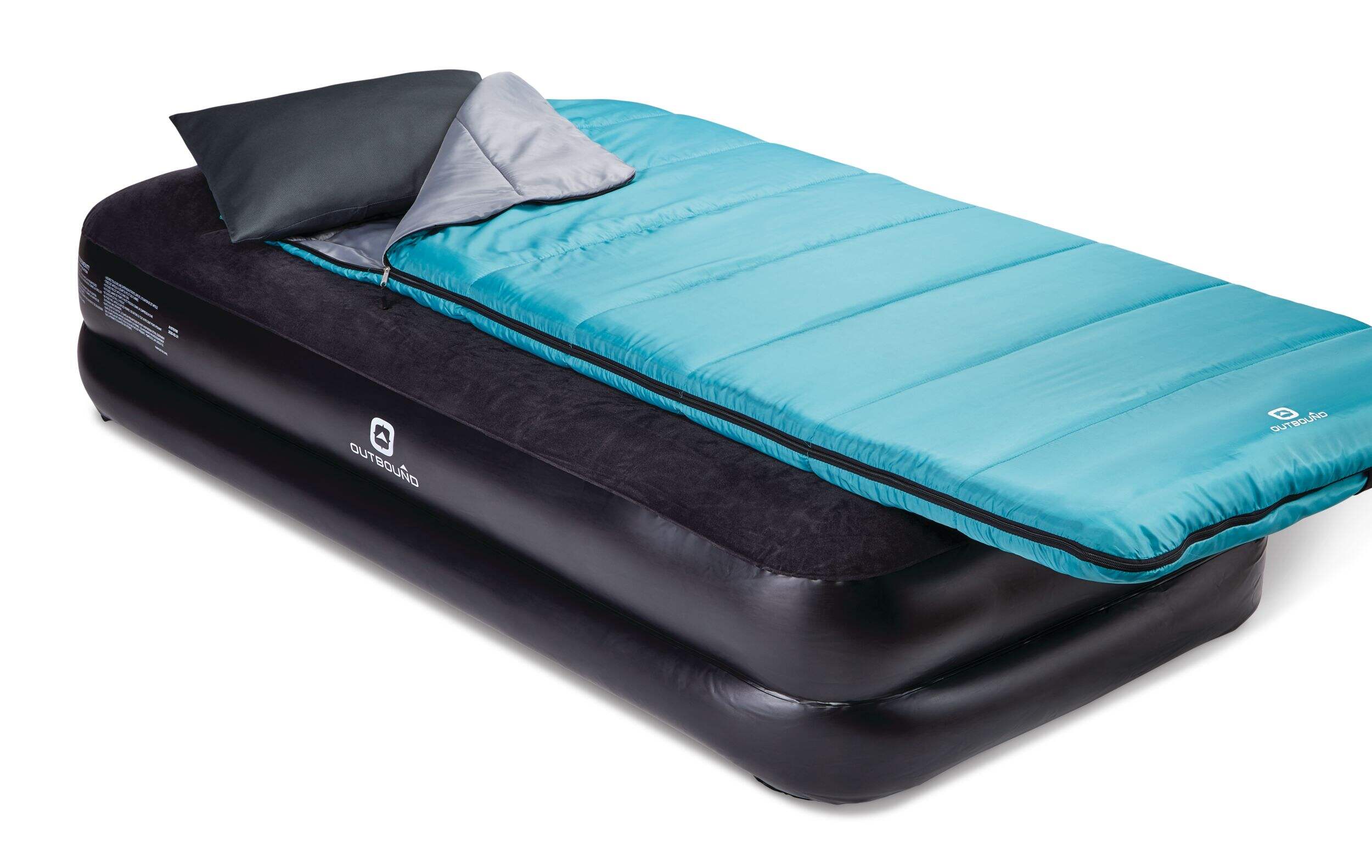 Outbound Twin DoubleHigh Inflatable Air Mattress/Airbed w/ BuiltIn 120V Pump & Pillow