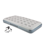 Woods Twin Single-High Inflatable Air Mattress/Airbed, 2-in-1 Pump For AC/Car Outlet, Beige Front_Three_Fourths_Angled_Left