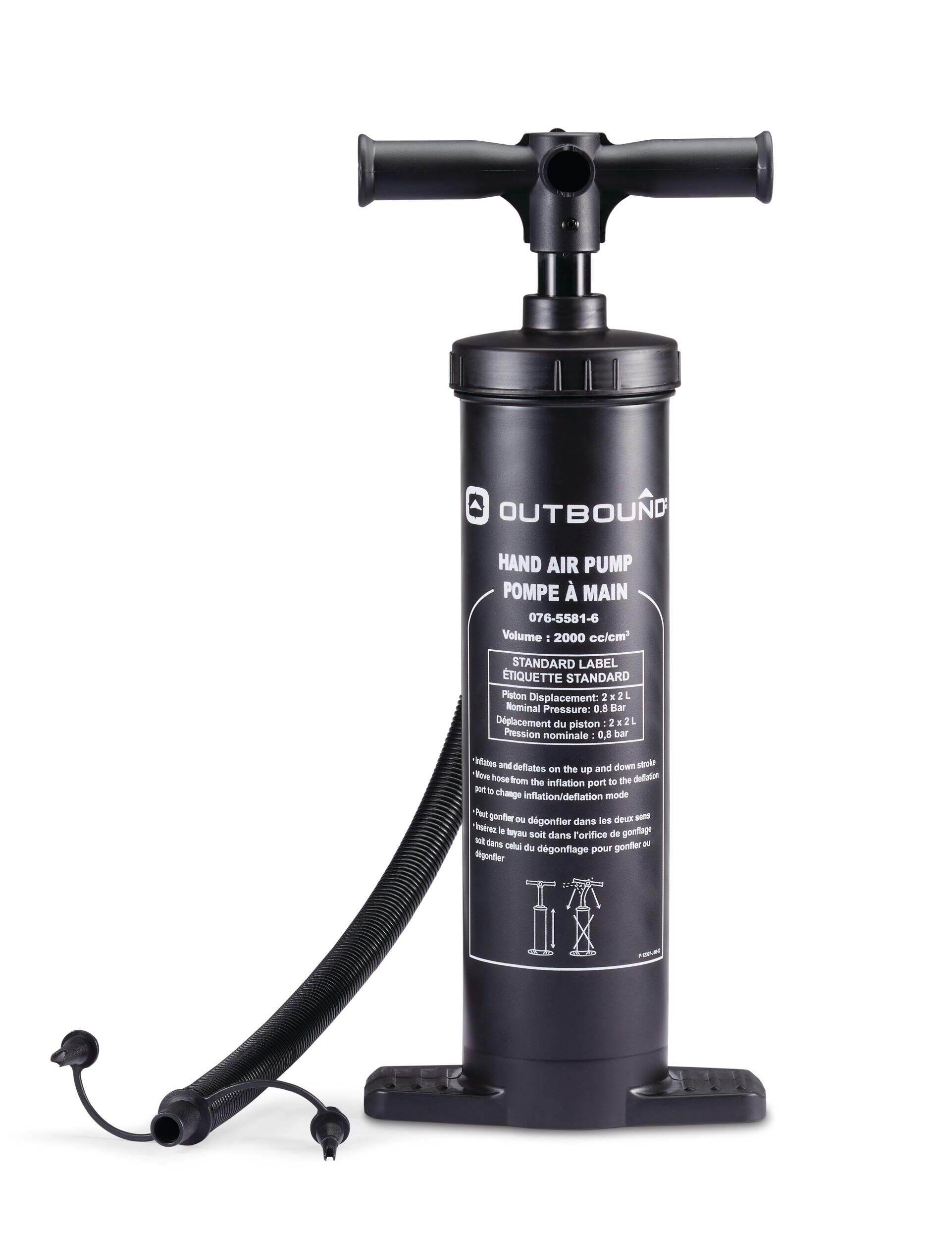 Pompe à air manuelle Outbound avec tuyau flexible et embouts de valve de 19 po, pour gonfler et dégonfler Front_Elevated