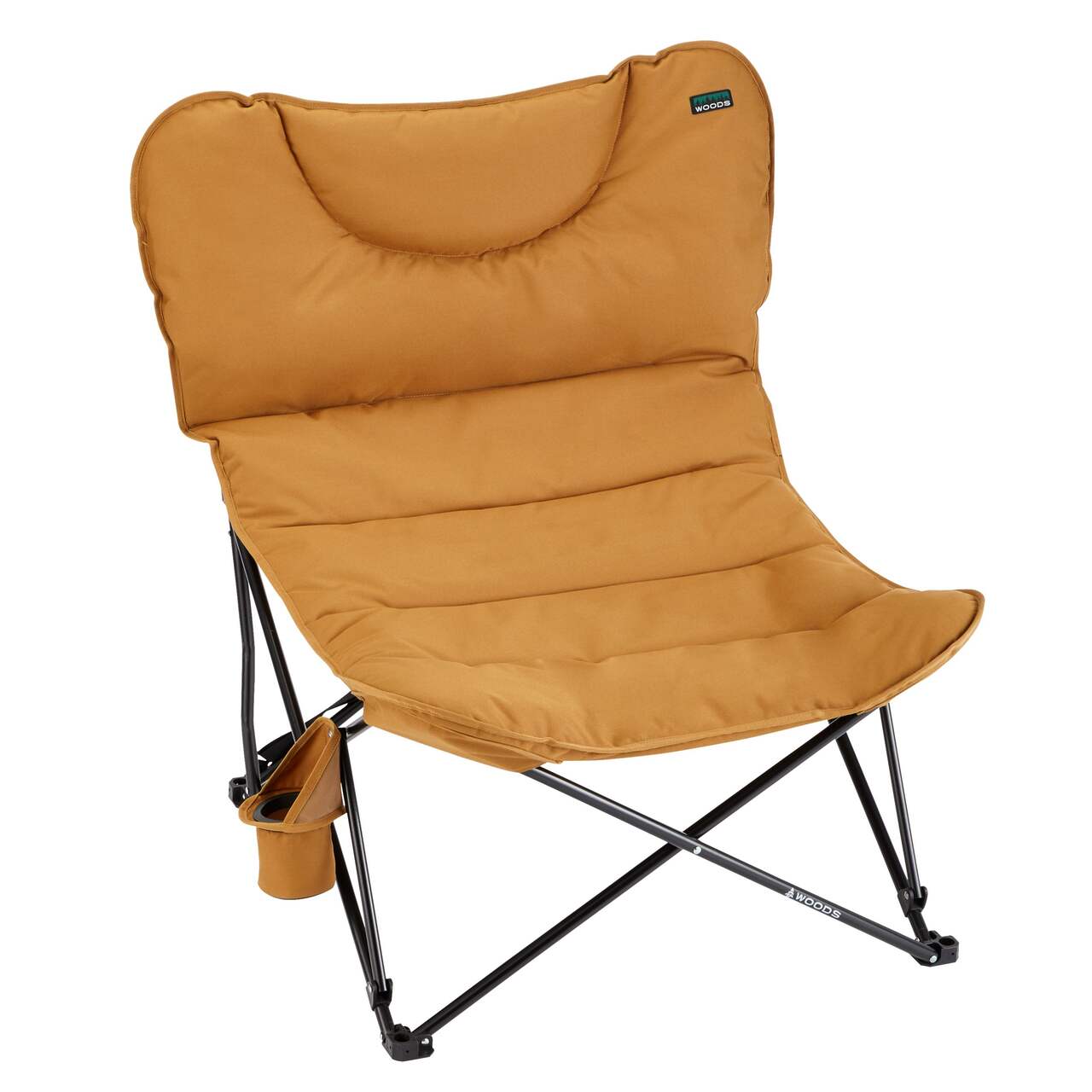 Woods Mammoth Padded Oversized Portable Folding Camping Quad Chair w/ Cup  Holder & Carry Bag, Dijon