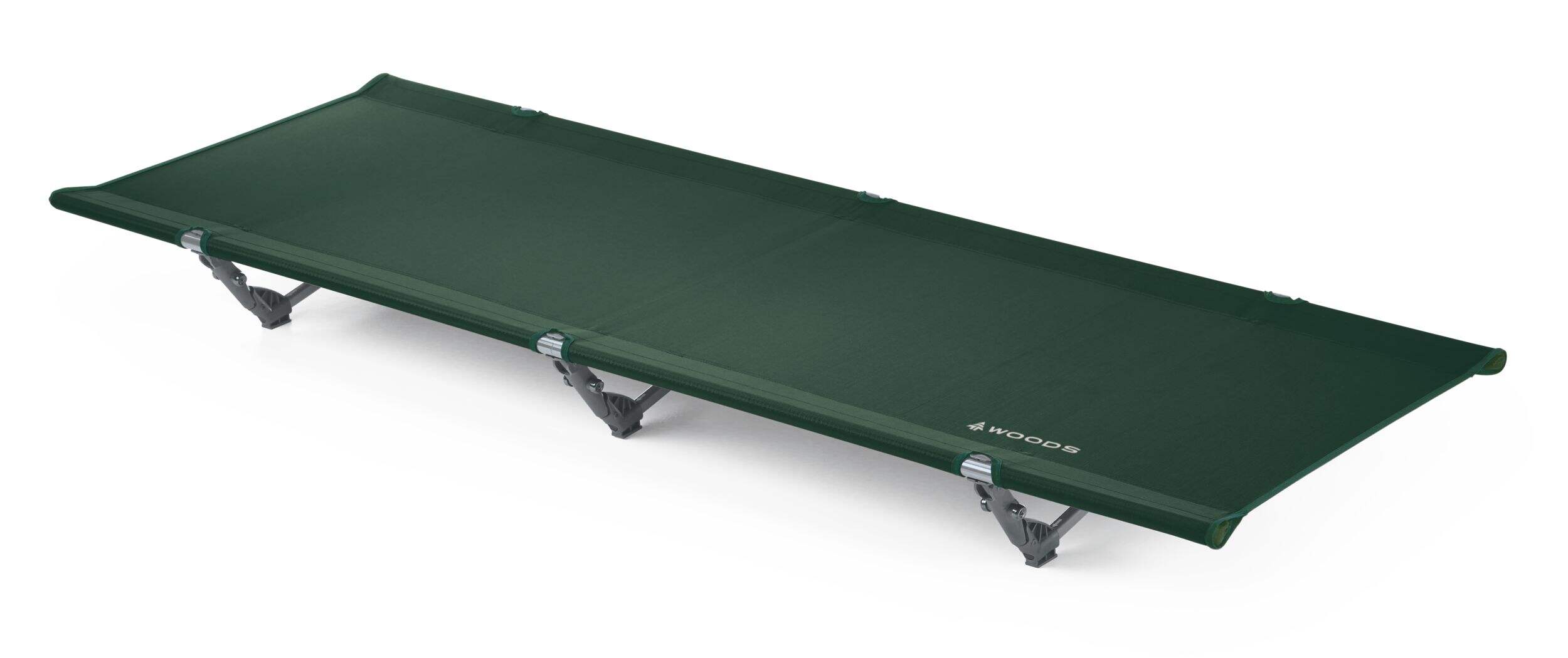 Woods™ Powerlite Portable Folding Low-Set Camping Cot, 300 lb Capacity, Grey Front_Three_Fourths_Angled_Right