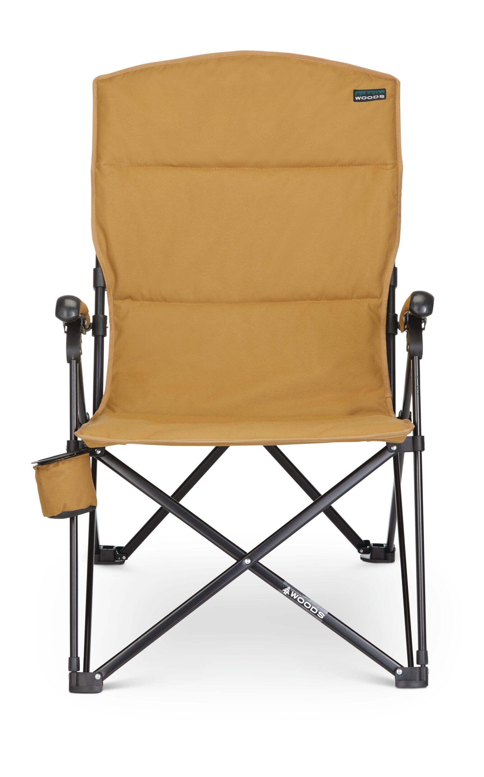 Woods Siesta Reclining Portable Folding Padded Camping Chair w/ Cup Holder & Carry Bag Front_Flat