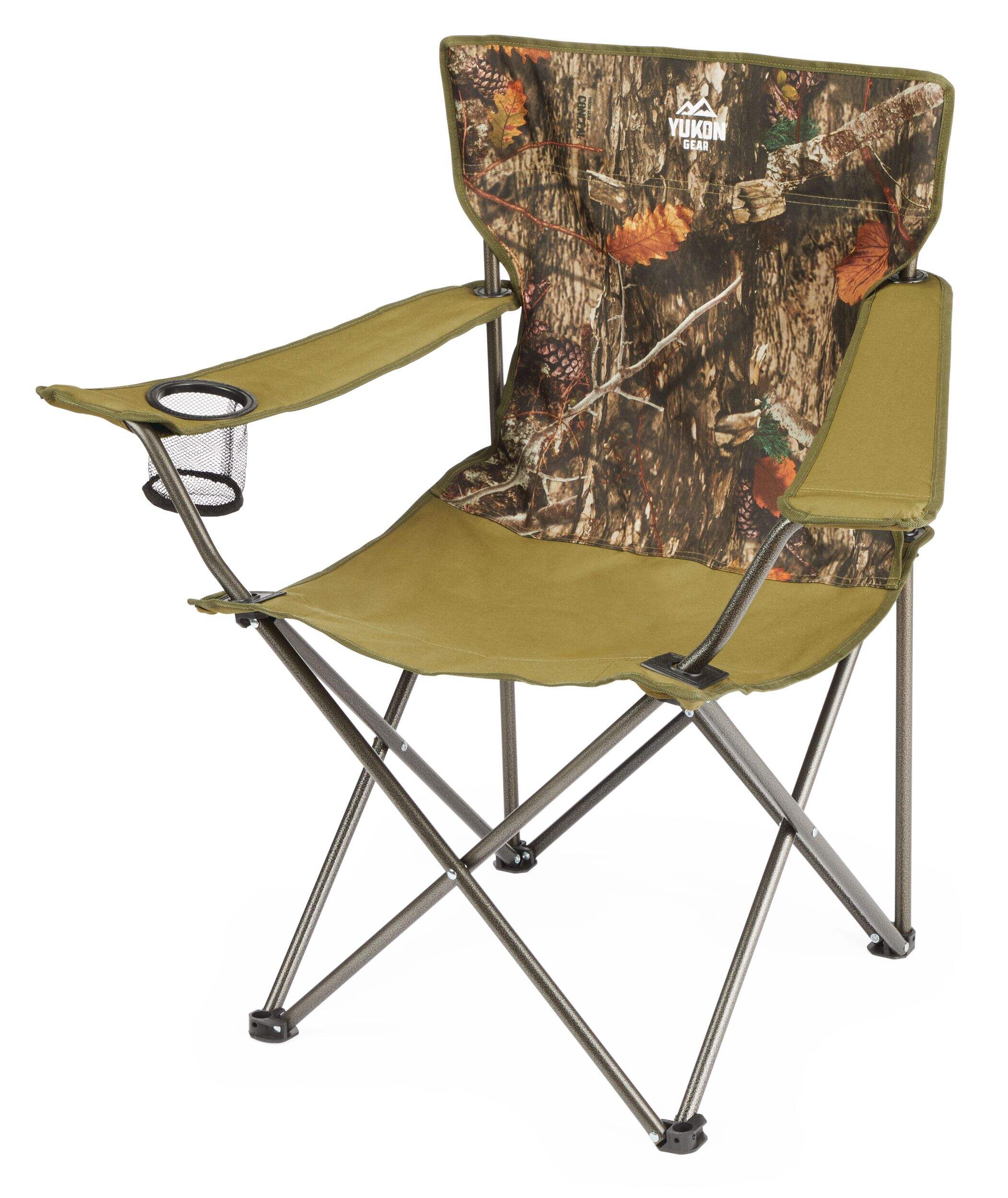 Yukon Gear Realtree EDGE Camo Print Folding Camp Chair with Cup Holder & Carry Bag Front_Angled_Left