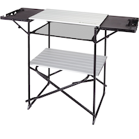 Woods™ Caledon Portable Folding & Extendable Camping Kitchen Stand with Shelves & Carry Bag Front_Angled_Left