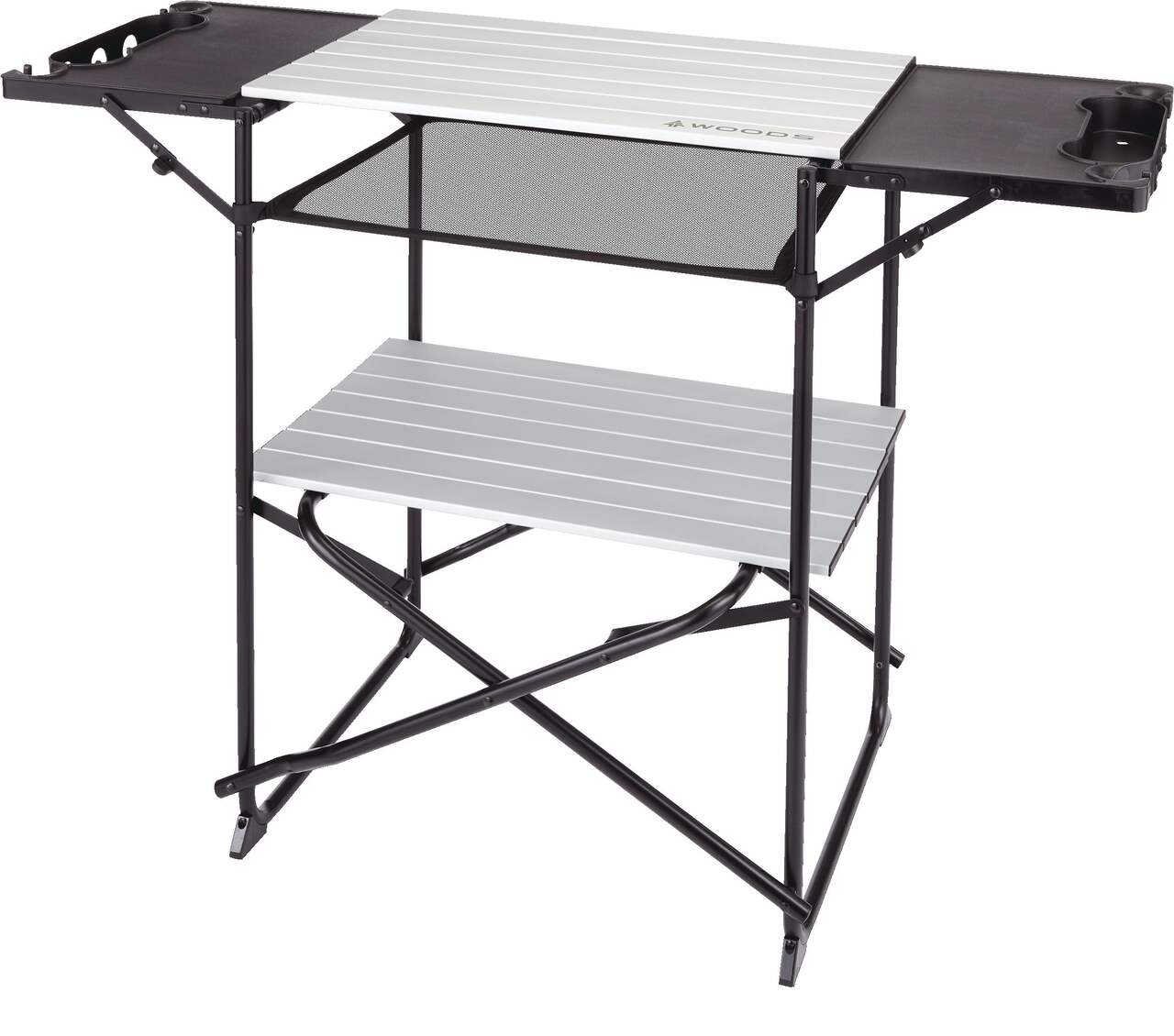 Woods Caledon Portable Folding & Extendable Camping Kitchen Stand w/ Shelves  & Carry Bag