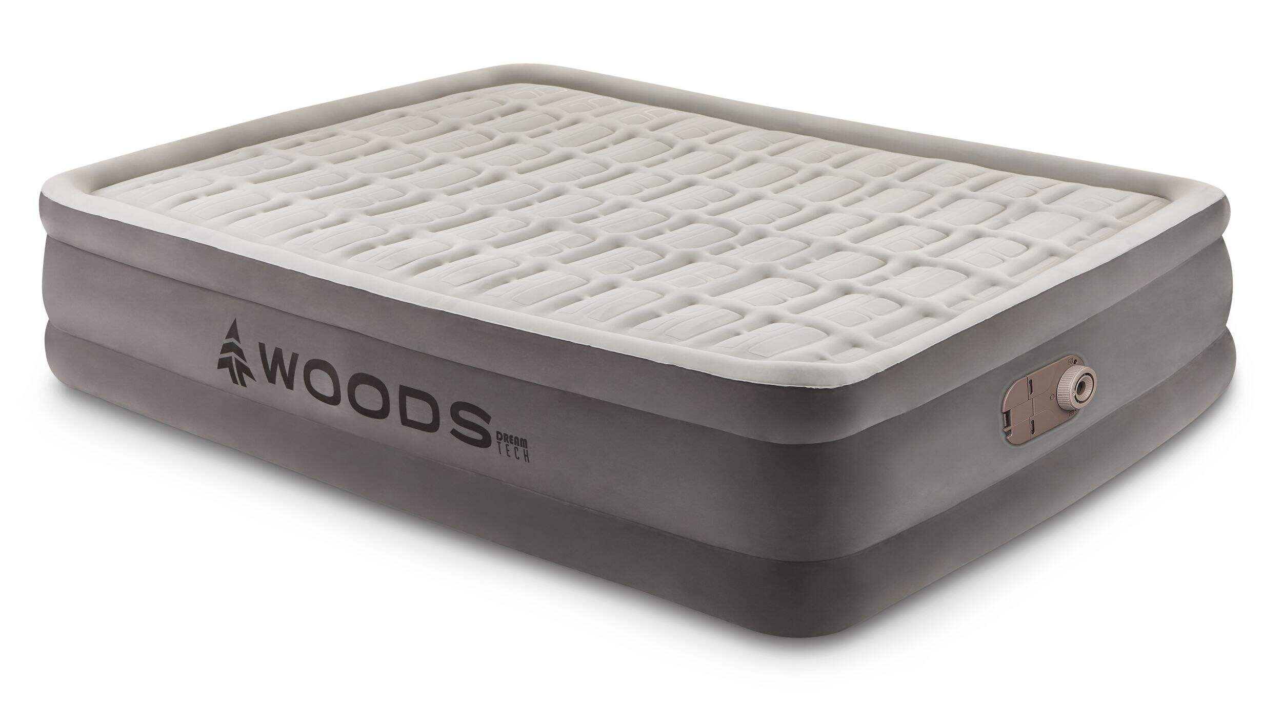 Woods Tritech™ Double-High Queen Air Mattress with Built-In 120V Pump Front_Three_Fourths_Angled_Left