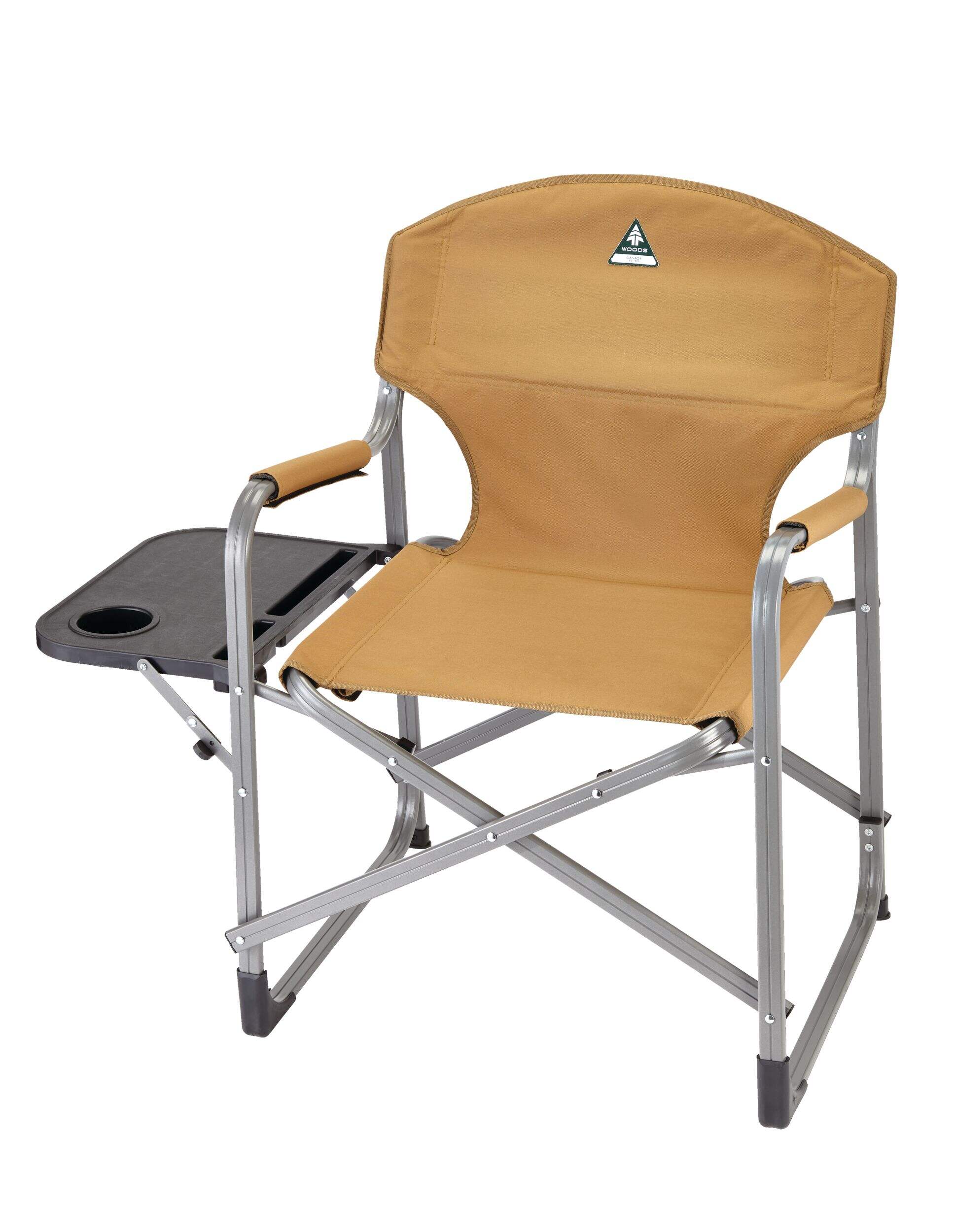 Woods™ Lillooet Portable Director's Chair with Side Table and Cup Holder, Assorted Colours Front_Angled_Left