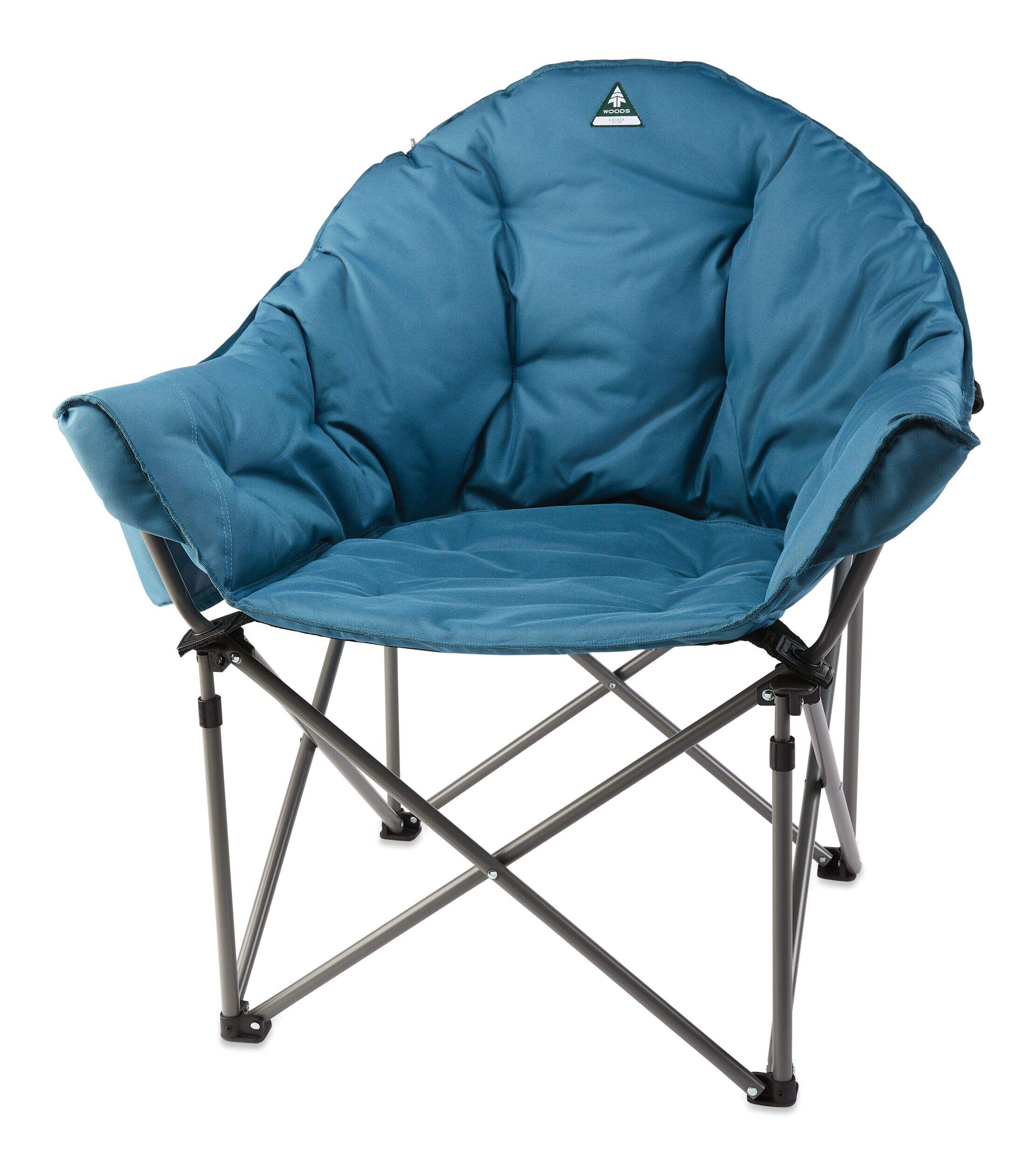 Woods Strathcona Fully Padded Portable Folding Camping Bucket Chair w/ Cup Holder & Carry Bag Front_Angled_Left