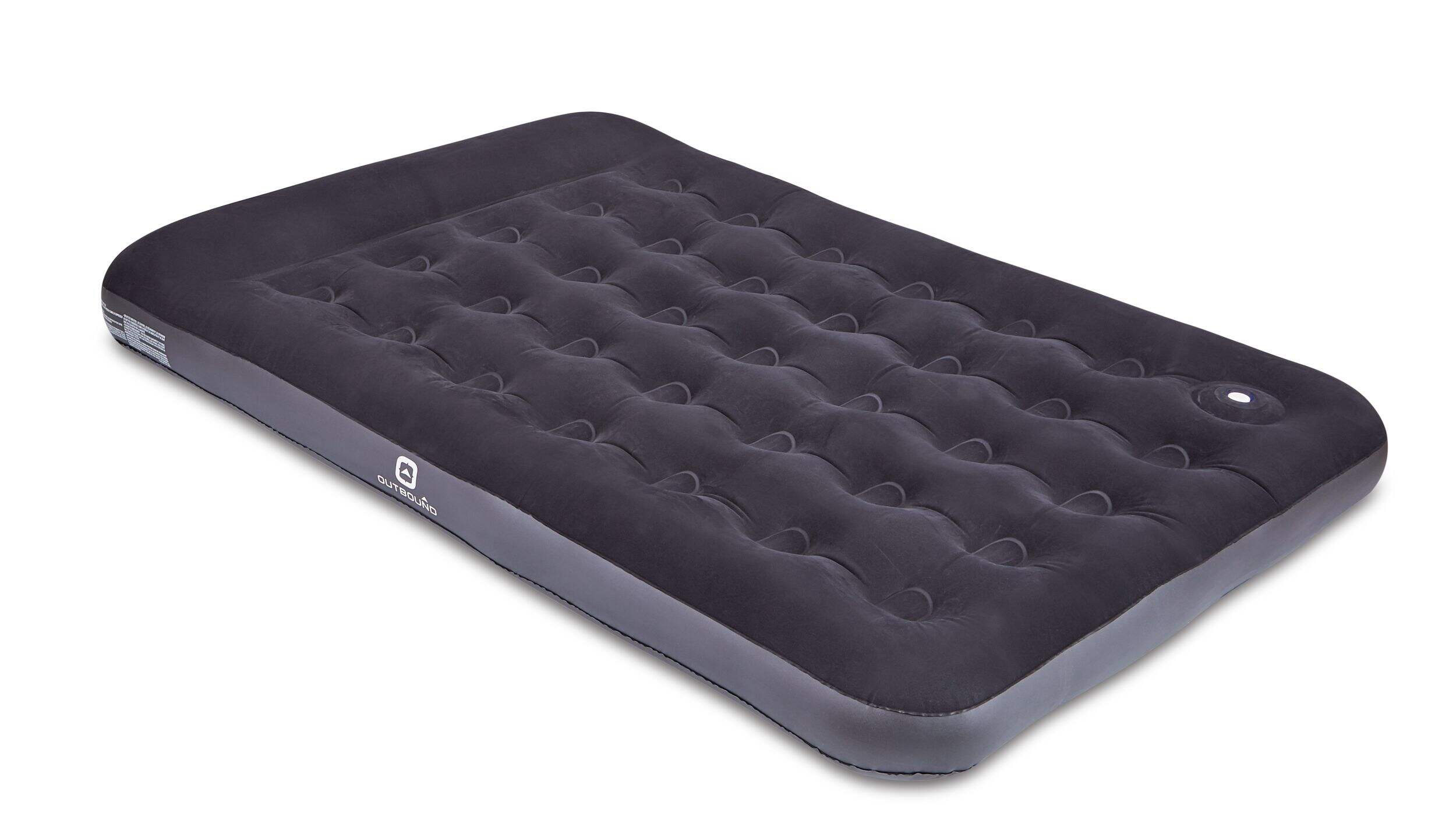 Matelas pneumatique simple hauteur double Outbound, pompe à pied et oreiller intégré Front_Three_Fourths_Angled_Right