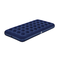 Outbound Flocked Top Twin Single-High Inflatable Air Mattress/Airbed with Repair Kit, Blue Front_Three_Fourths_Angled_Left